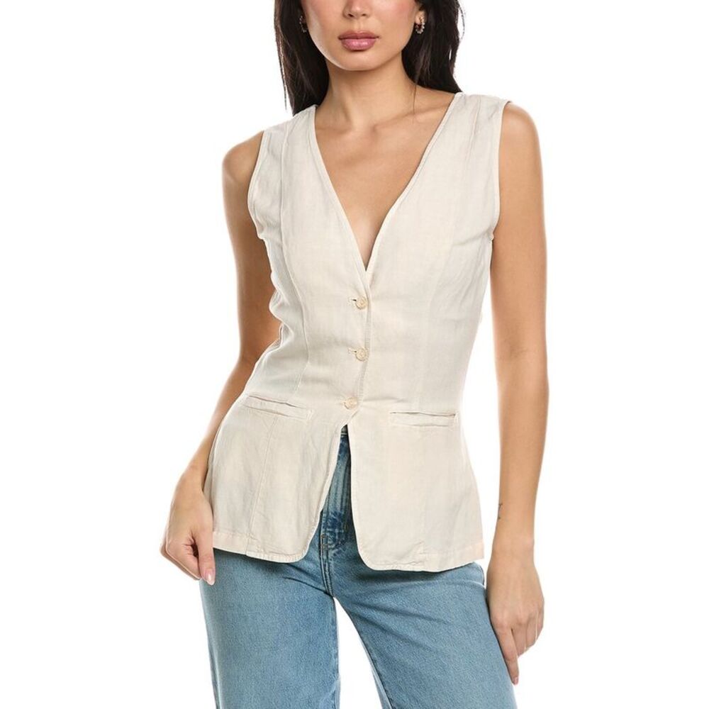 Young Fabulous & Broke Womens Loa Linen-Blend Vest, White
